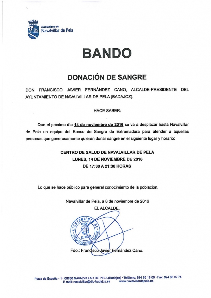 BANDO DONACION DE SANGRE