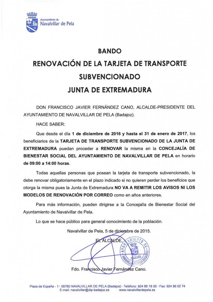 BANDO RENOVACION TARJETA DE TRANSPORTE